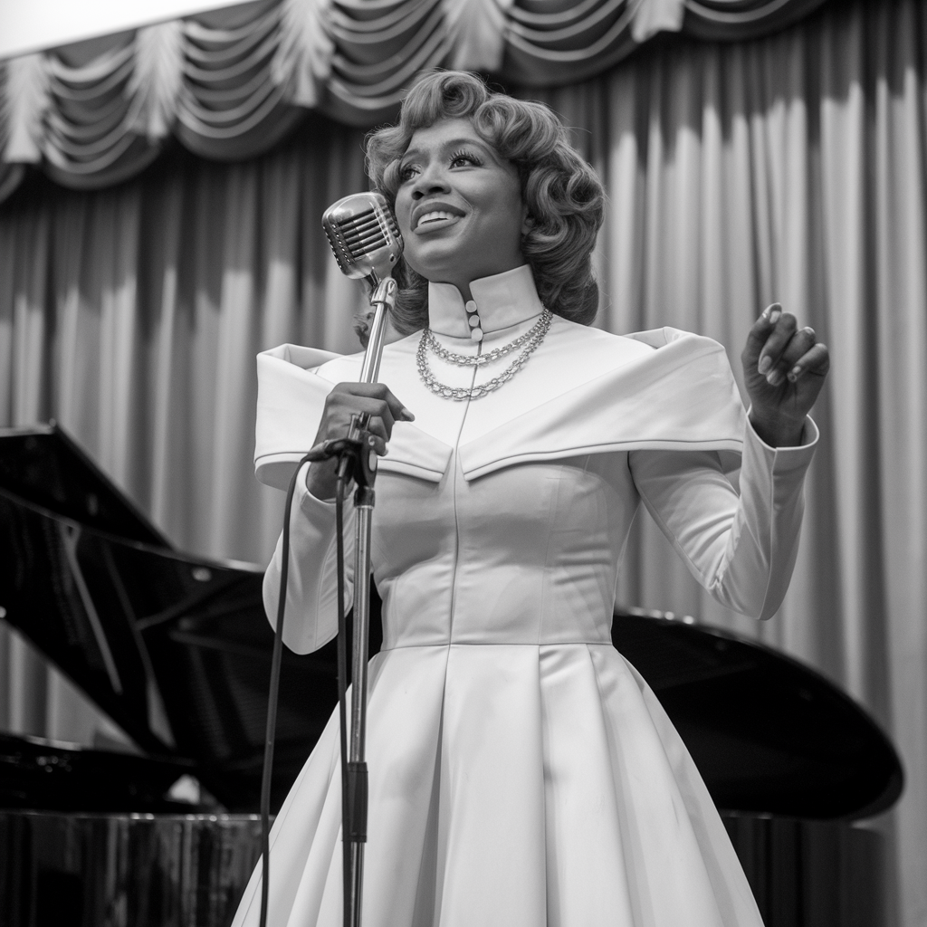 Portrait of jazz singer Adelaide Hall performing on stage