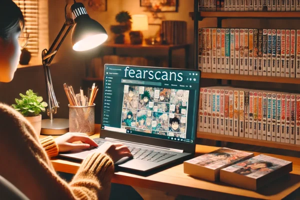 A user browsing Fearscans website for manga