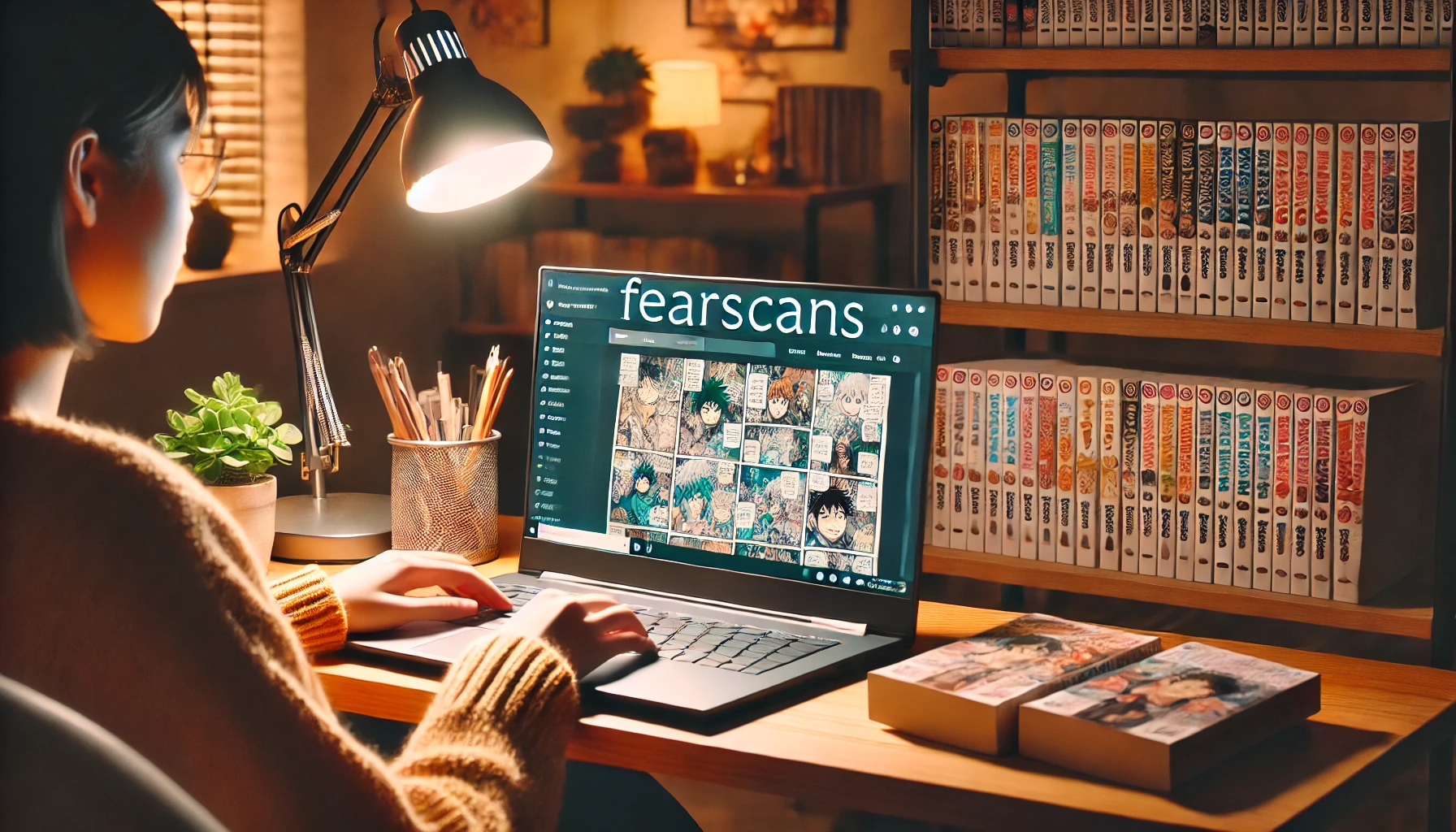 A user browsing Fearscans website for manga