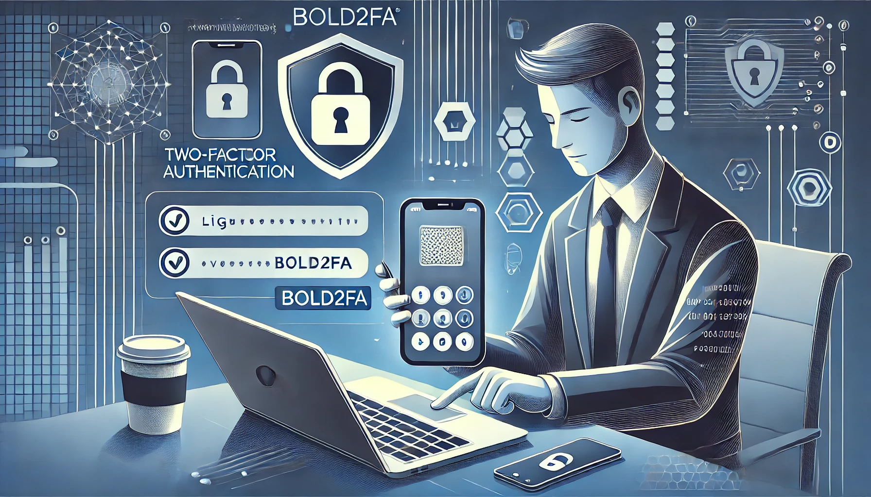 A detailed visualization of bold2fa's two-factor authentication process for enhanced cybersecurity.