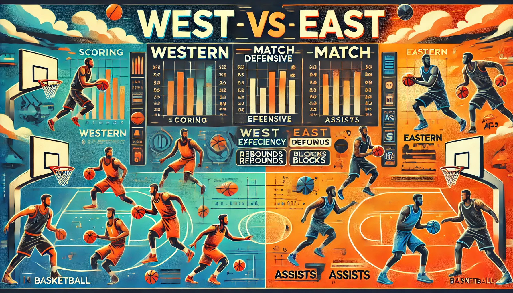 West vs East match player stats highlighting key performance metrics.