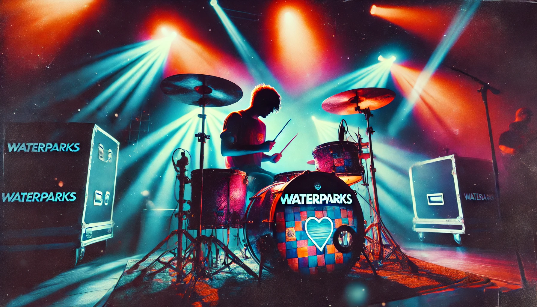 Waterparks band performing on stage with an artistic theme highlighting mystery and energy.