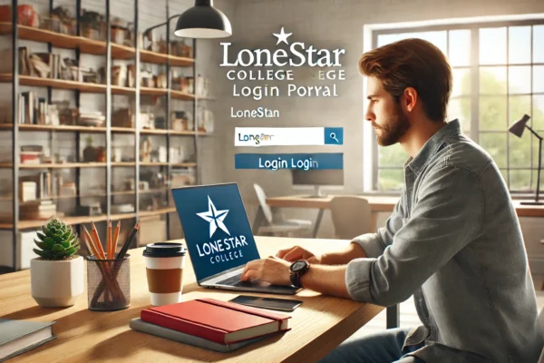 Lone Star College student accessing the Lonestar Login portal on a laptop, featuring a seamless and secure process.