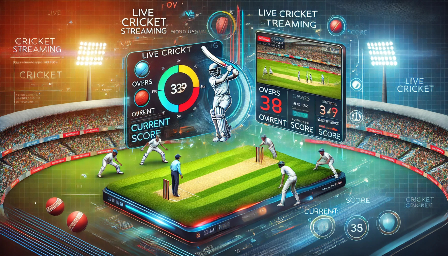 Touchcric live streaming and score updates interface