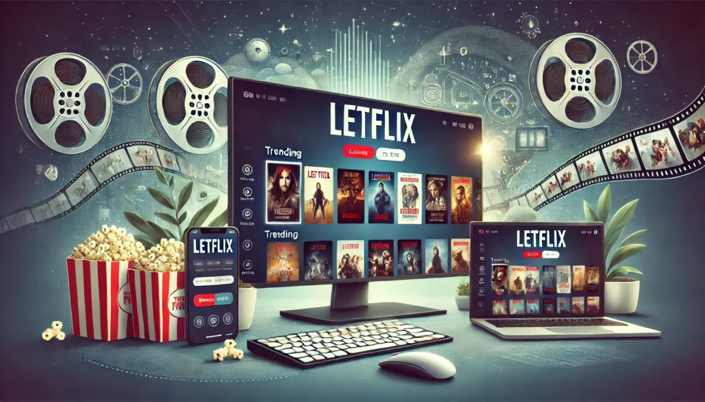 Letflix interface showcasing trending content and user-friendly design