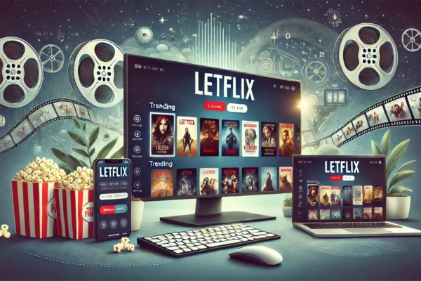 Letflix interface showcasing trending content and user-friendly design