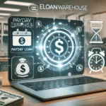 image of payday loans with eLoanWarehouse branding and financial symbols