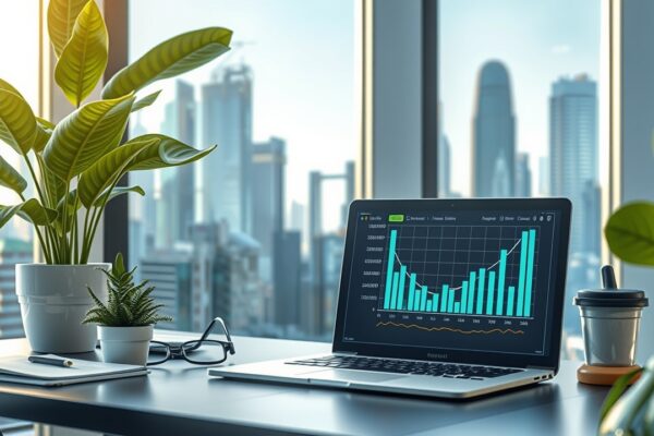 Financial growth concept with a focus on "Lessinvest" strategies for low-risk investing and sustainable returns.