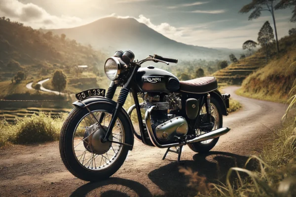 triumph bullet photo showcasing a vintage motorcycle in a scenic backdrop.