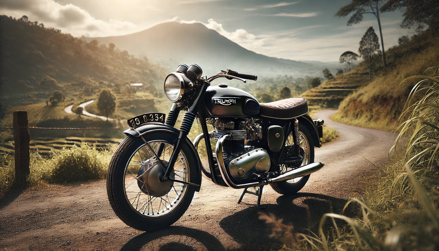 triumph bullet photo showcasing a vintage motorcycle in a scenic backdrop.