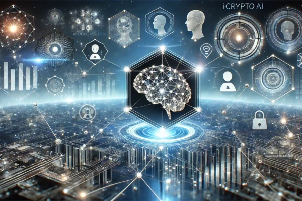 icryptoai.com innovation with blockchain, AI, and futuristic technology themes.