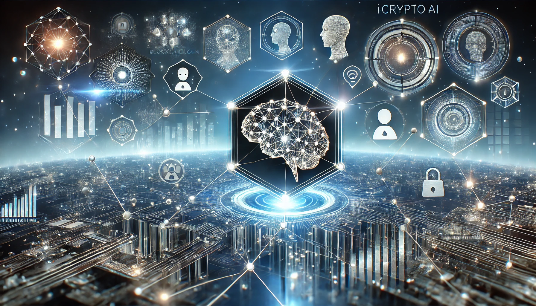 icryptoai.com innovation with blockchain, AI, and futuristic technology themes.